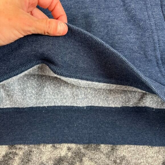 Burlebo Fleece Hoodie Mountain Spellout Navy Blue Men's XXL Pullover - Picture 6 of 10